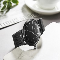BIDEN Simple Calendar Men Steel Mesh Band Watch with Box - Blue 3332