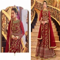 Net Embroidered Anarkali Suit In Maroon Colour 4670