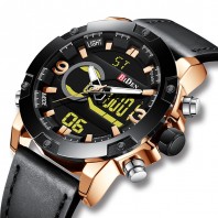 Mens Analogue Digital Watches Men Chronograph Waterproof Sport Watch Military Large Face LCD Back Light Alarm Day Date Stopwatch Multifunctional Wrist Watches for Men Stainless Steel Black-3120