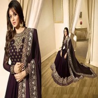 Black Georgette Embroidered Semi Stitched Anarkali Salwar Suit With Dupatta-1935