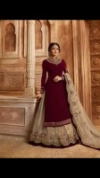 Black Georgette Embroidery Semi Stitched Party Wear - Bridal suits Dress for Women-1931