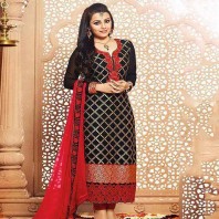 Black Unstitched Georgette Salwar kameez For Women-dr135
