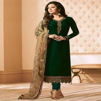 Drashti Dhami Dark Green Georgette Straight Suit-dr144