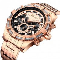biden gold and SilverBlue Multifunction watch -3148