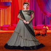 Grey Color Designer Full Length Gown Style Anarkali Suit-4630