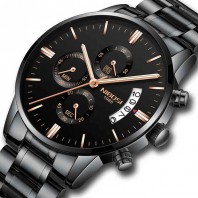 NIBOSI Mens Watches Chronograph Waterproof Military Quartz Luxury Fashion Casual Dress Wristwatches for Men Rose Gold Hands Stainless Steel Band 2309-QHMDgd-3193