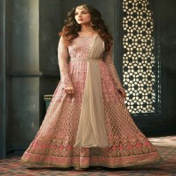 Pink Lustre With Beige Contrast Intrinsic Embroidered Belt Style Flared Anarkali Suit Set-1934