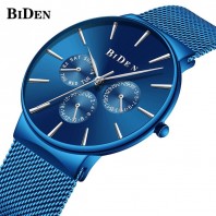 Biden Watch Mens Women Stainless Steel Luxury Business Casual Milanese Mesh Band Wrist Watch Waterproof 3163